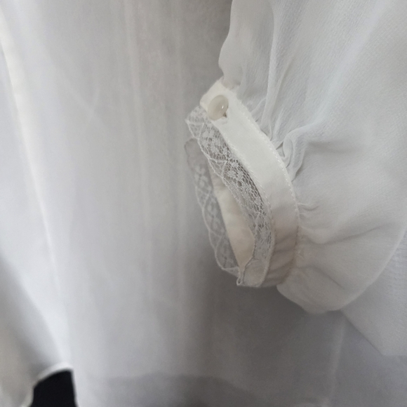 Pamela Dennis Private Client Group  Ivory Lace Trim Blouse Plus Size 1X - Picture 4 of 7